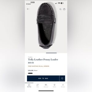 TODDLER RALPH LAUREN Telly Leather Penny Loafer Size 7